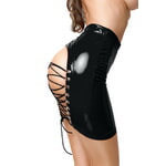 Мини-юбка Glossy Leanne из материала Wetlook, черный, M