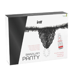 Набор Brazilian Panty Sliding Gel Strawberry + повязка (черная)